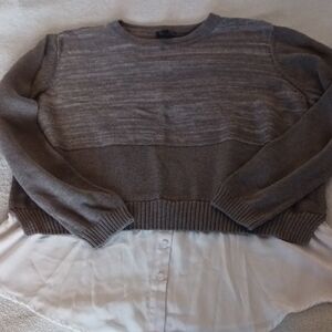 The Limited Brown and White Layered Sweater